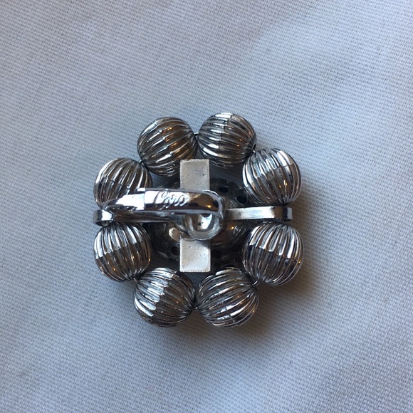 Vintage Coro Silver Tone Blue Rhinestone Clip On Earrings - Picture 8 of 8